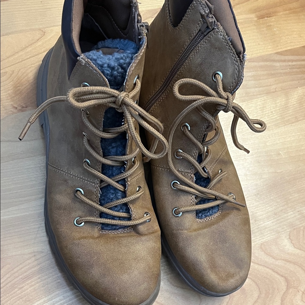 Brown Lace-Up Ankle Boots